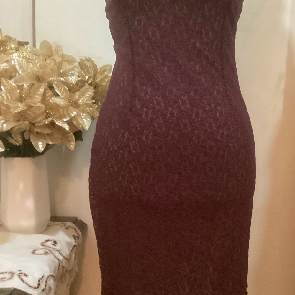 MNG Burgundy Slip Mini Dress Spaghetti Strap - Picture 6 of 9
